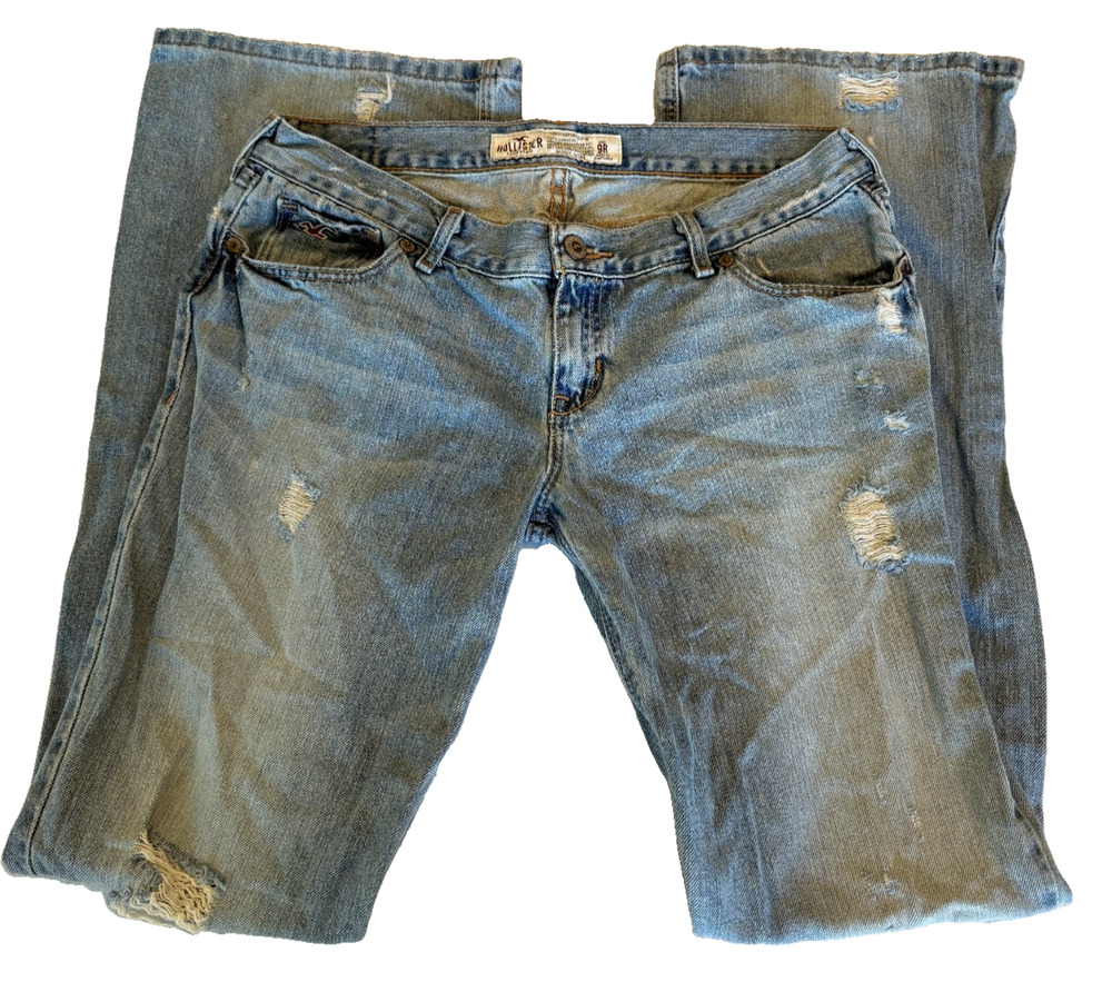 VTG Y2K Hollister Cali Flare Jeans Womens 5R Light Wash Distressed Tru Low Rise